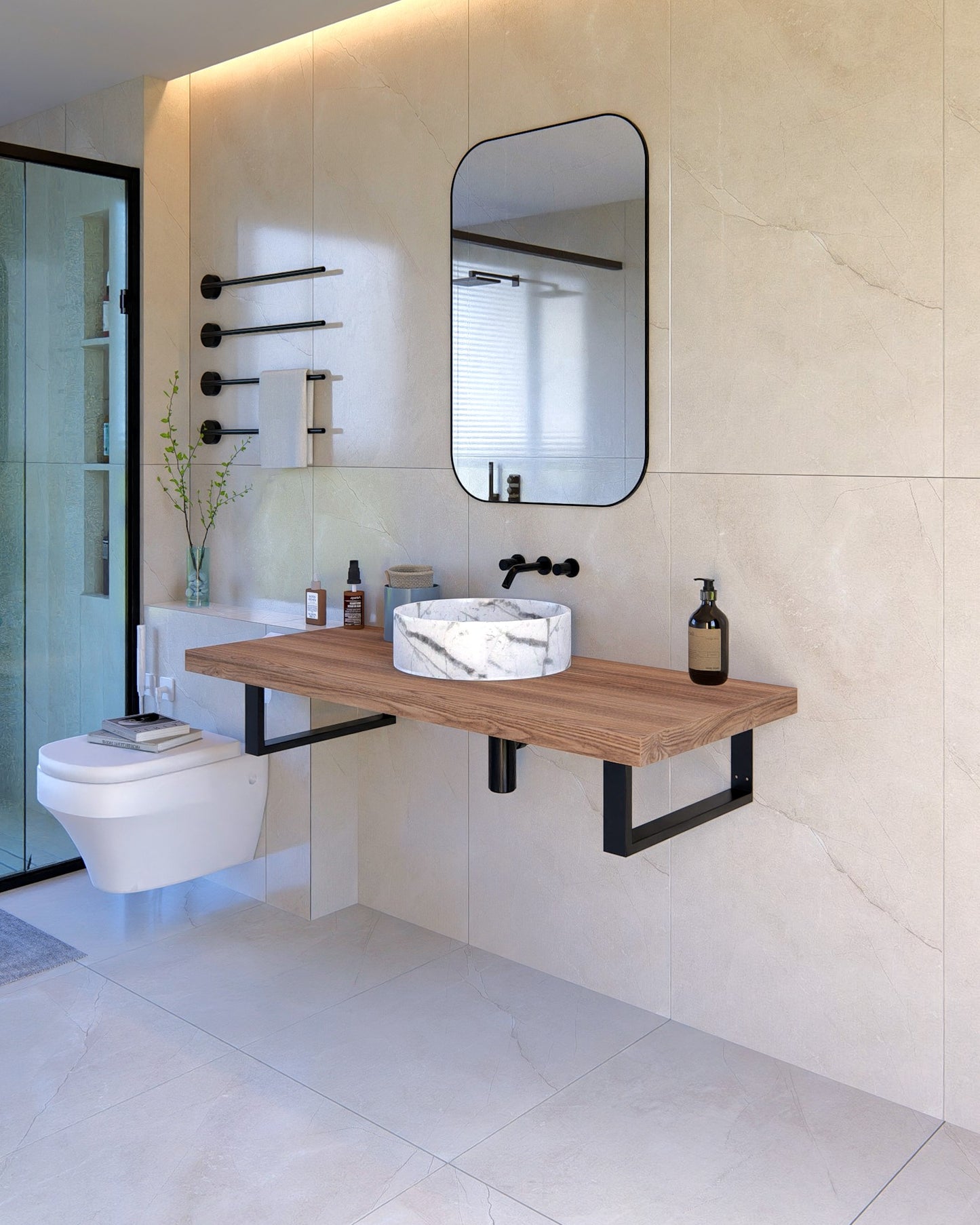 4”/15cm Heavy-Duty Metal Washbasin Bracket | Sink Support & Floating Shelf Brackets | Wall-Mounted Vanity Brackets for Bathrooms & Kitchens