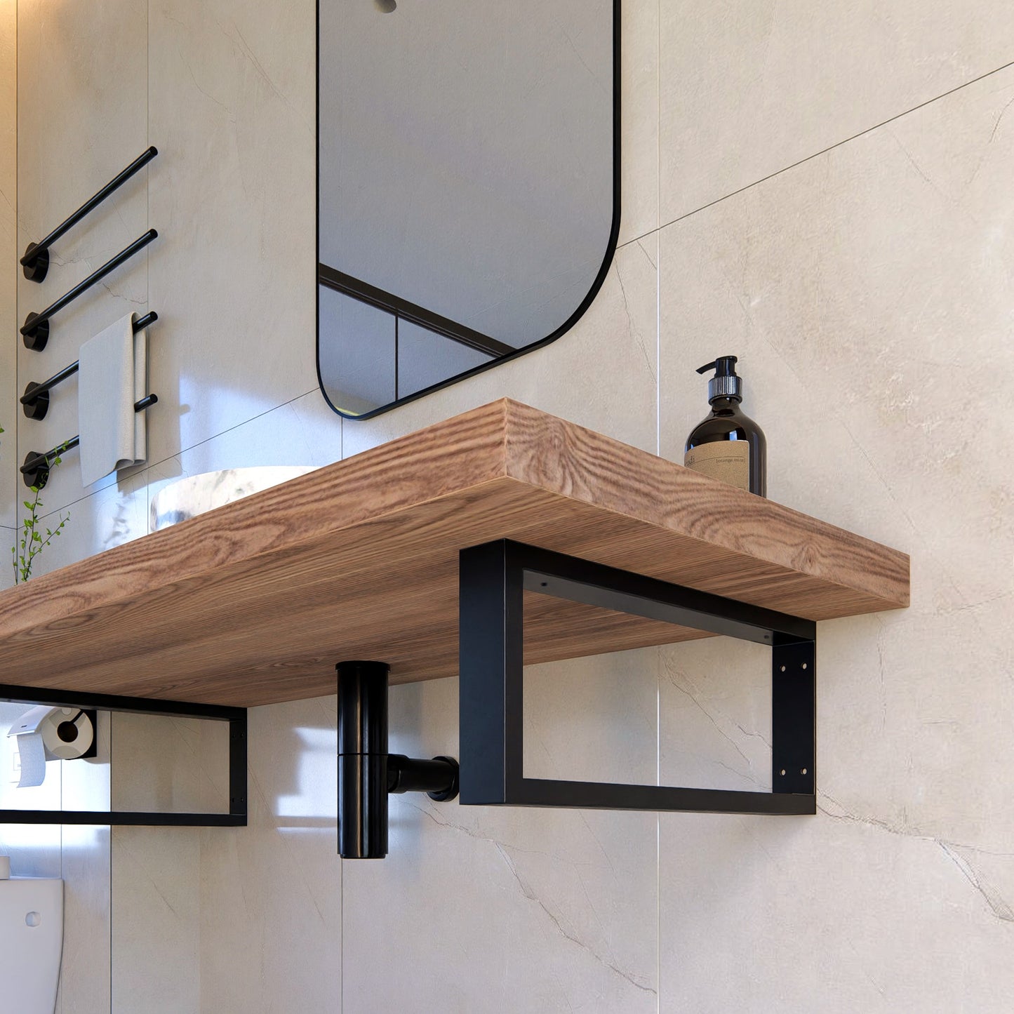 4”/15cm Heavy-Duty Metal Washbasin Bracket | Sink Support & Floating Shelf Brackets | Wall-Mounted Vanity Brackets for Bathrooms & Kitchens