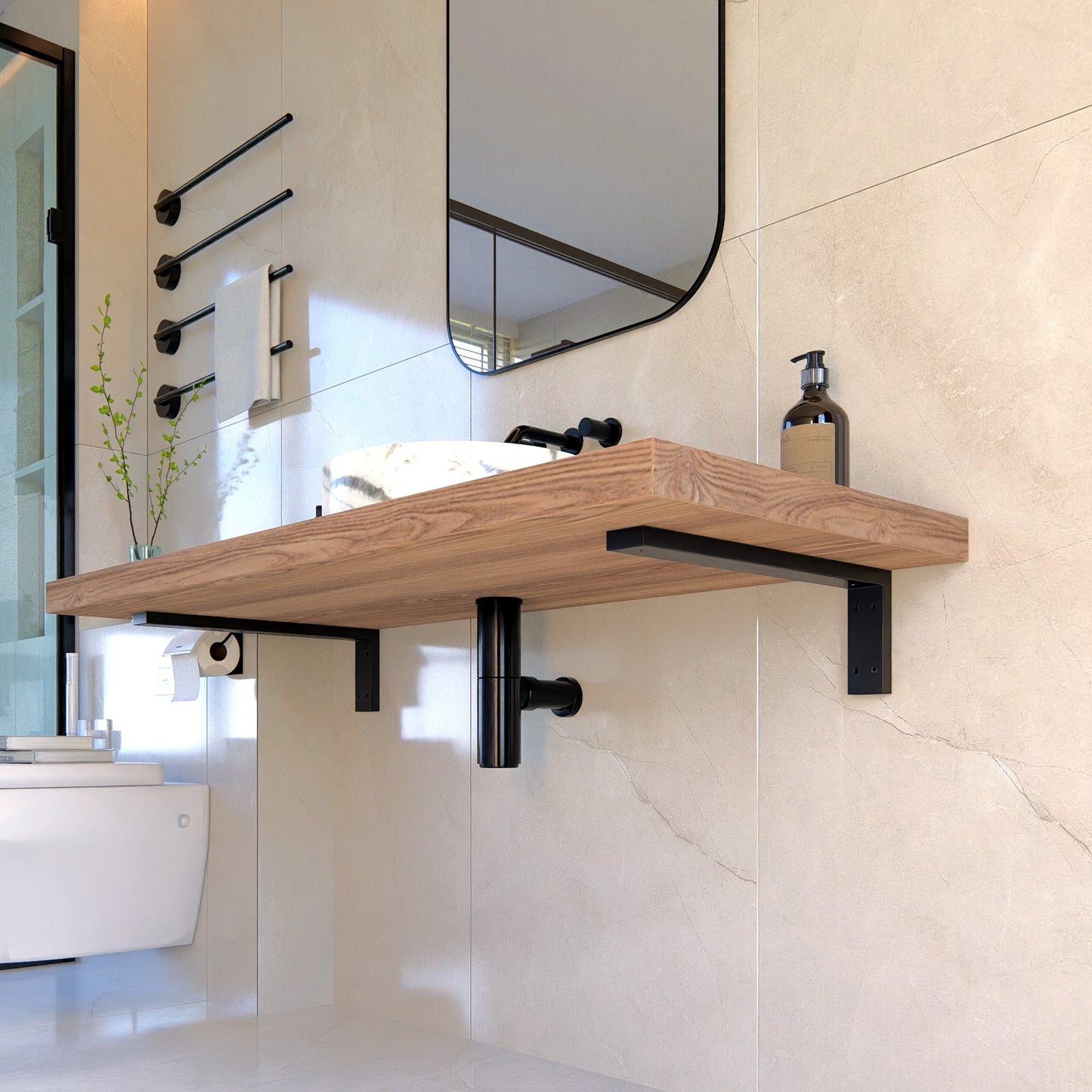 4”/15cm Metal Washbasin Bracket - Heavy Duty Wall-Mounted Vanity Support for Washbasin Console, Durable & Space-Saving Design
