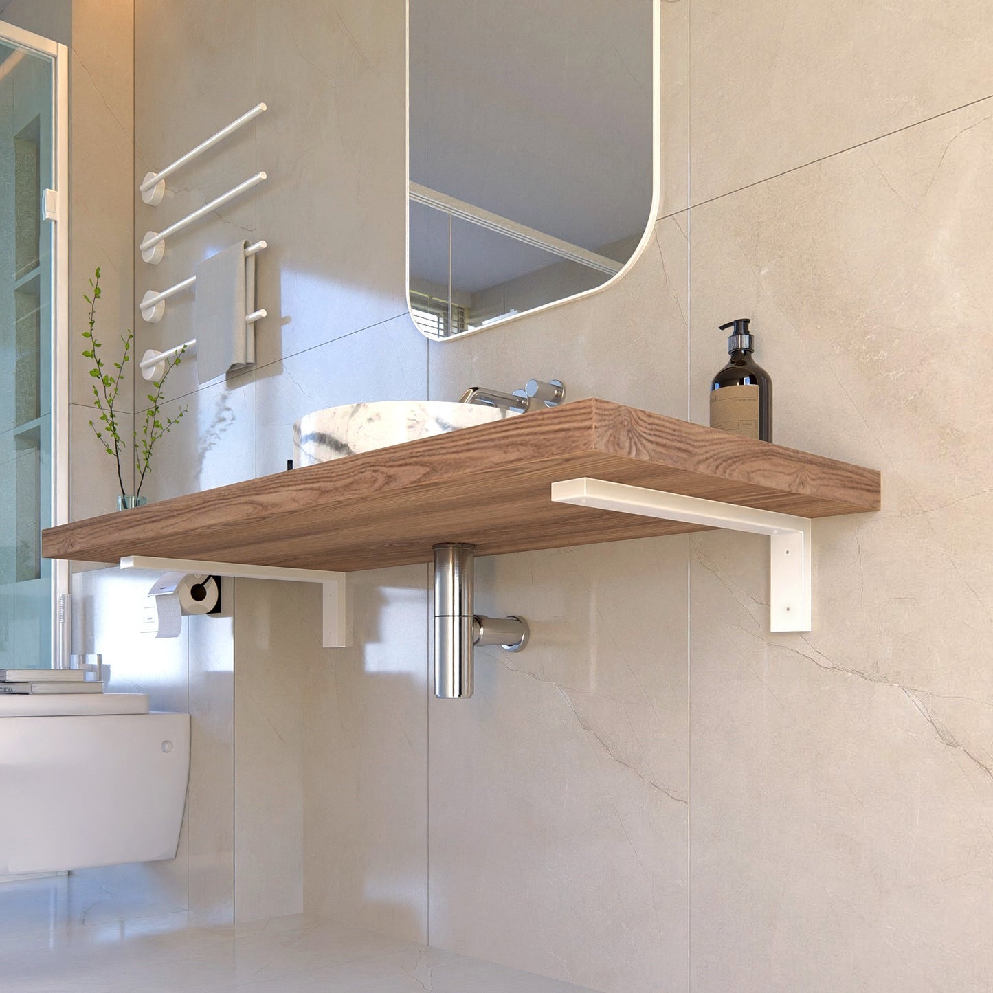 4”/15cm Metal Washbasin Bracket - Heavy Duty Wall-Mounted Vanity Support for Washbasin Console, Durable & Space-Saving Design