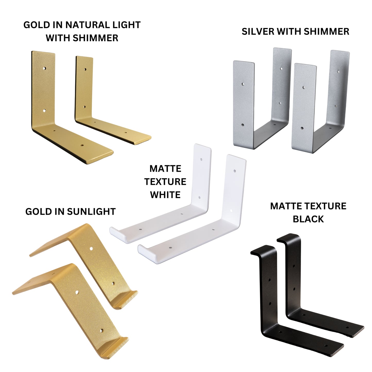 Double Shelf Brackets Wall Shelf Sturdy Floating Shelves Bracket Set of 4 - FREYO