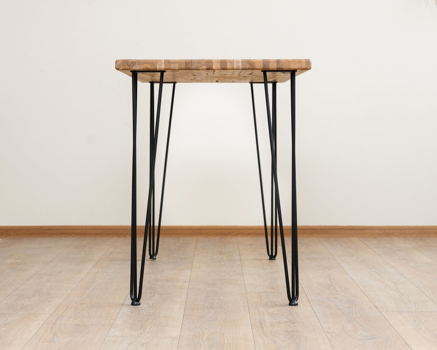 Oak Dining Table With Hairpin Metal Legs Modern Interior Table With Oil Wax finish
