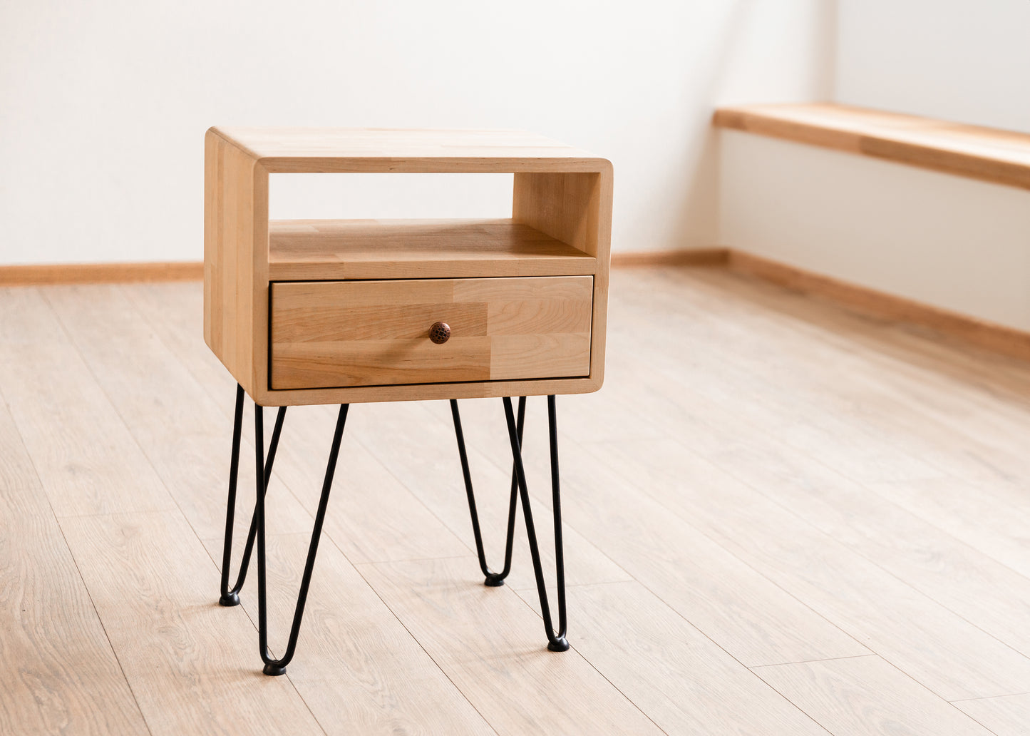 Modern Bedside Table, Nightstand Bedroom With Hairpin Legs
