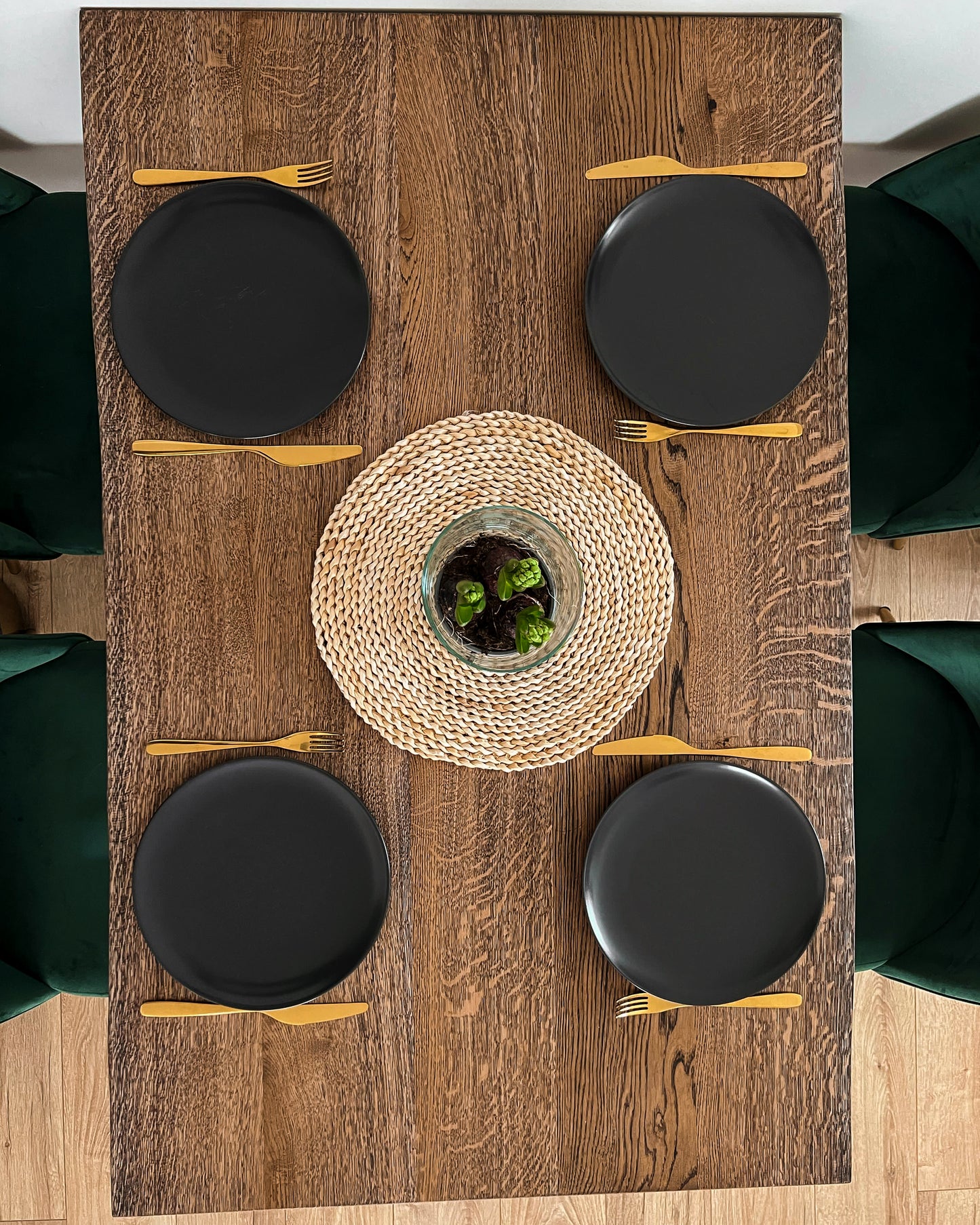 Modern Oak Wood Dining Table, Live Edge