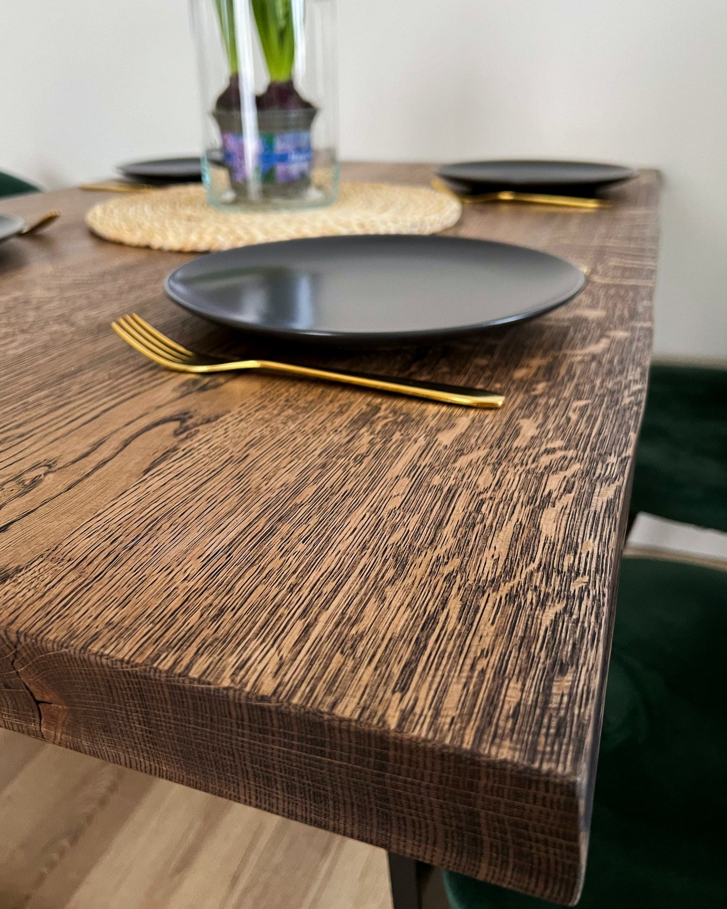 Modern Oak Wood Dining Table, Live Edge