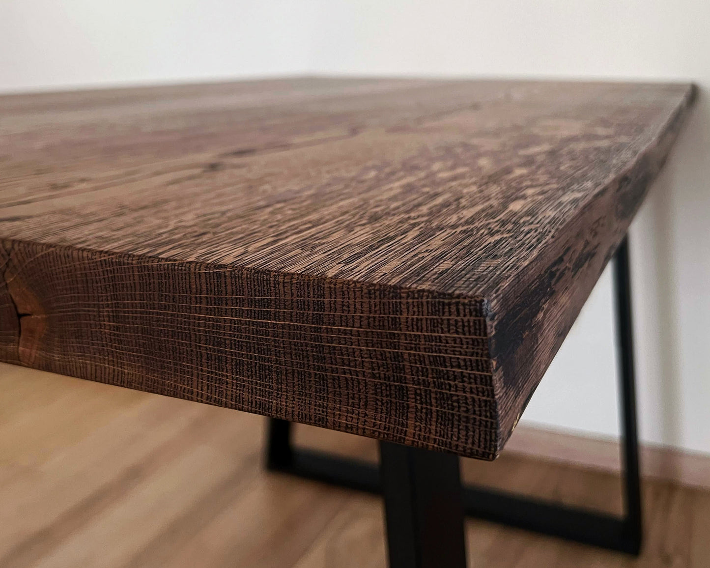 Modern Oak Wood Dining Table, Live Edge