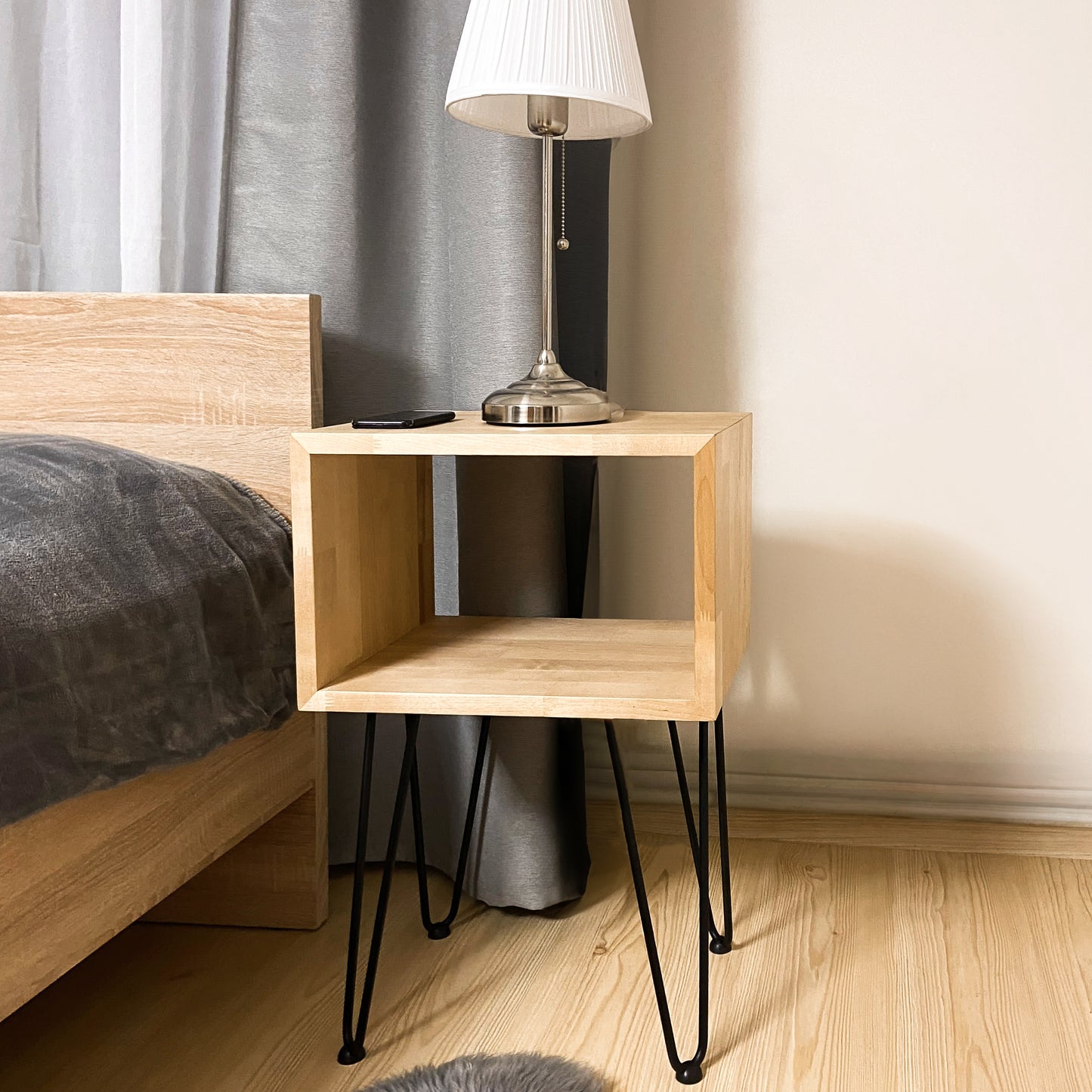 Modern Bedside Table, Nightstand Bedroom With Hairpin Legs