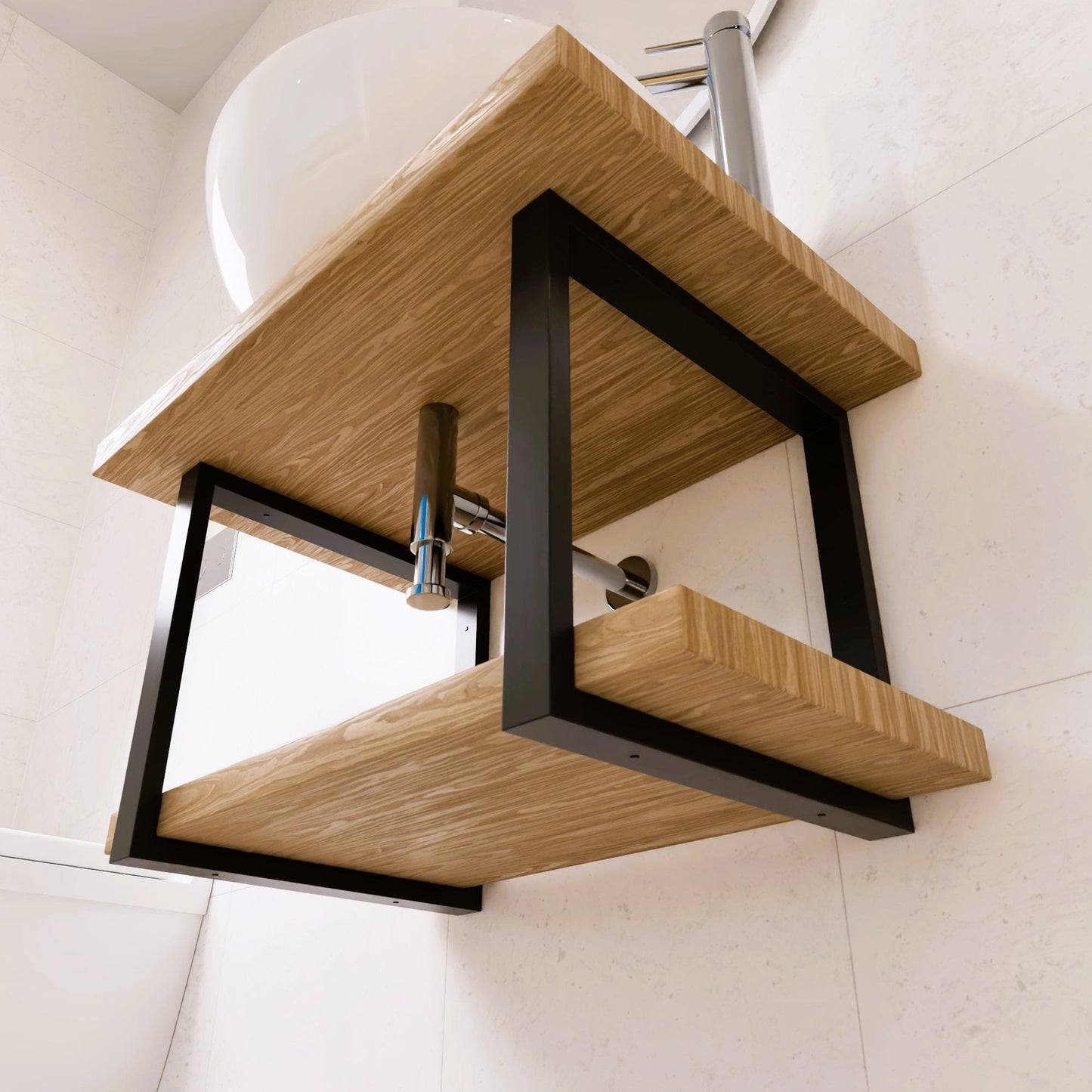 Double Shelf Bracket Washbasin, Vanity Support, Wall Mounted Sink Brackets, Custom Size