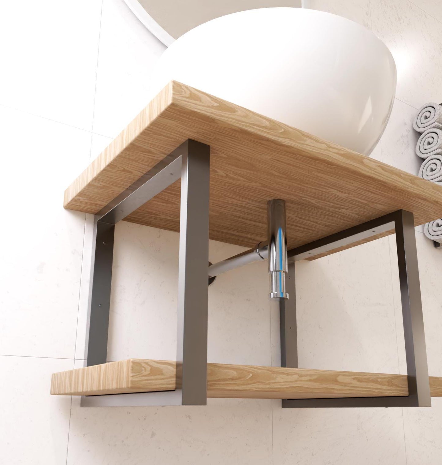 Double Shelf Bracket Washbasin, Vanity Support, Wall Mounted Sink Brackets, Custom Size