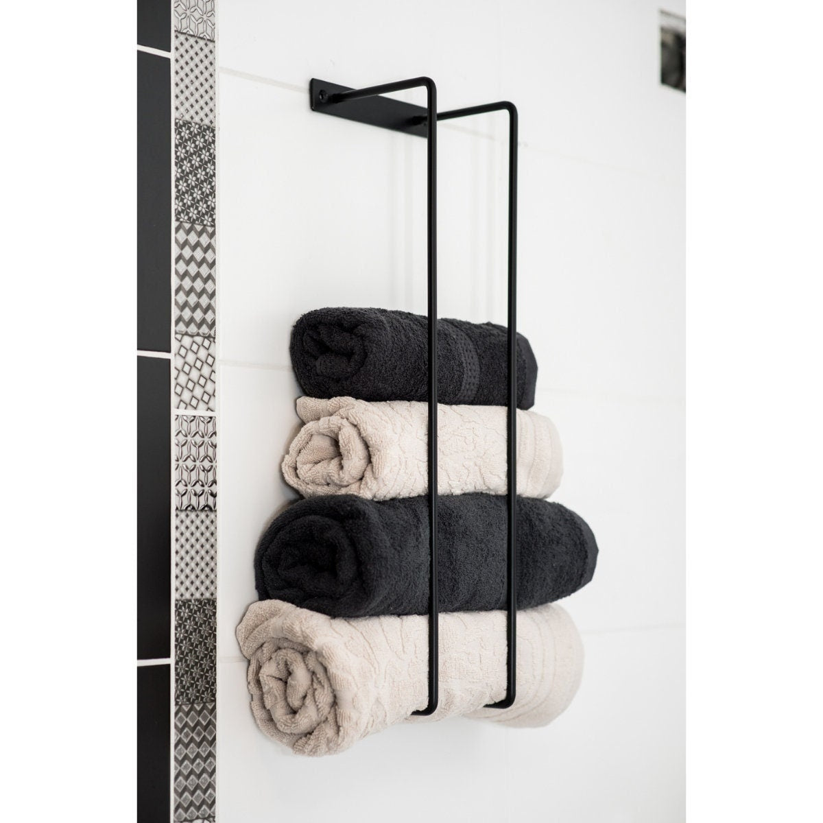 Towel Rack Towel Holder Wall Mount Metal Storage Bathroom Accessories - FREYO