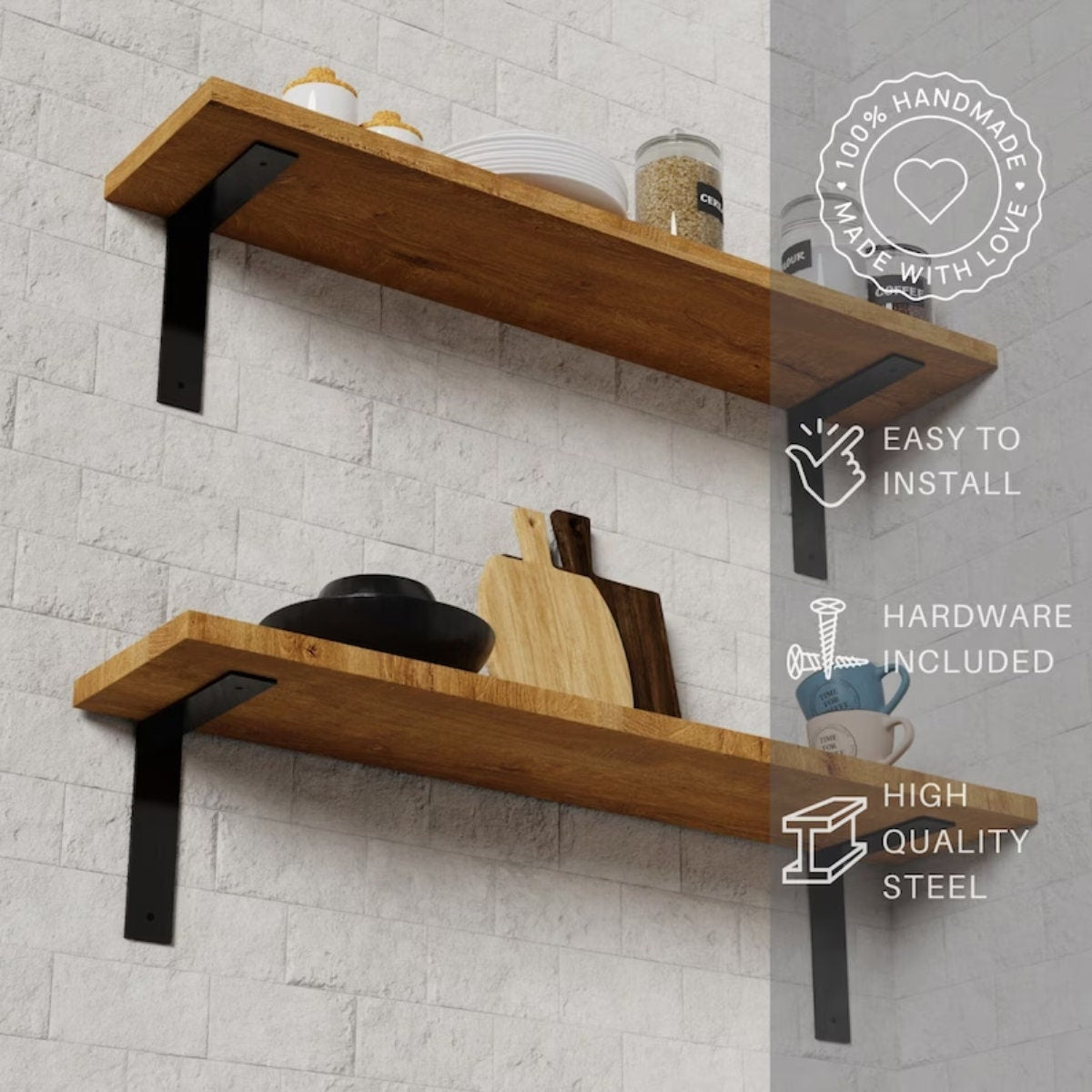 Shelf Brackets Metal Industrial Modern Floating Shelving Iron Brackets 6pcs - FREYO