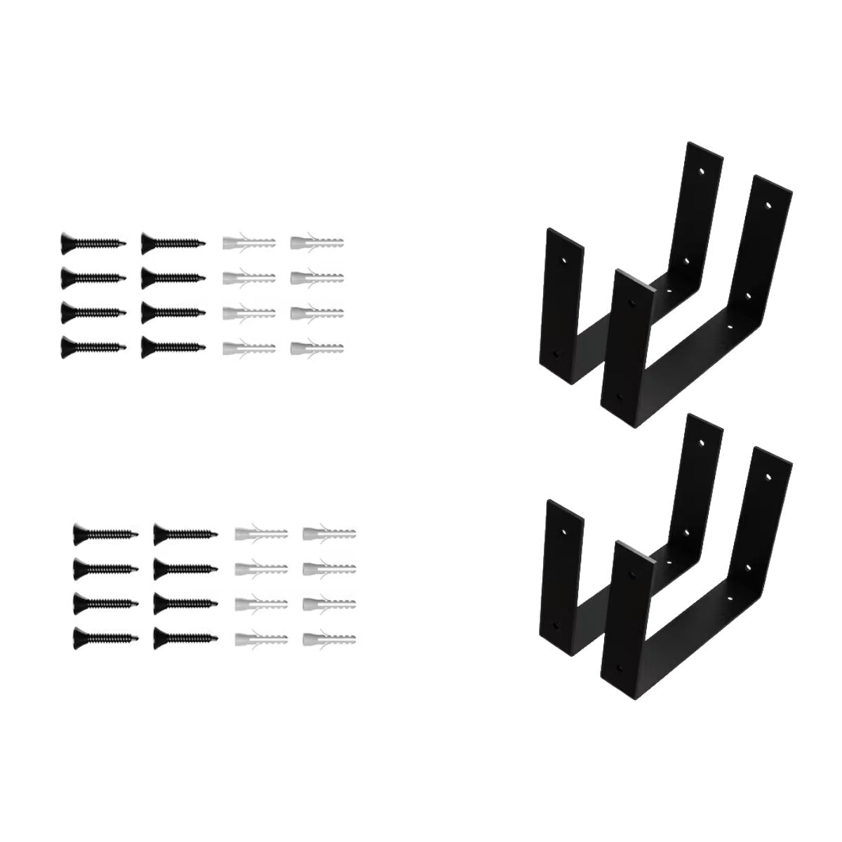 Double Shelf Brackets Wall Shelf Sturdy Floating Shelves Bracket Set of 4 - FREYO