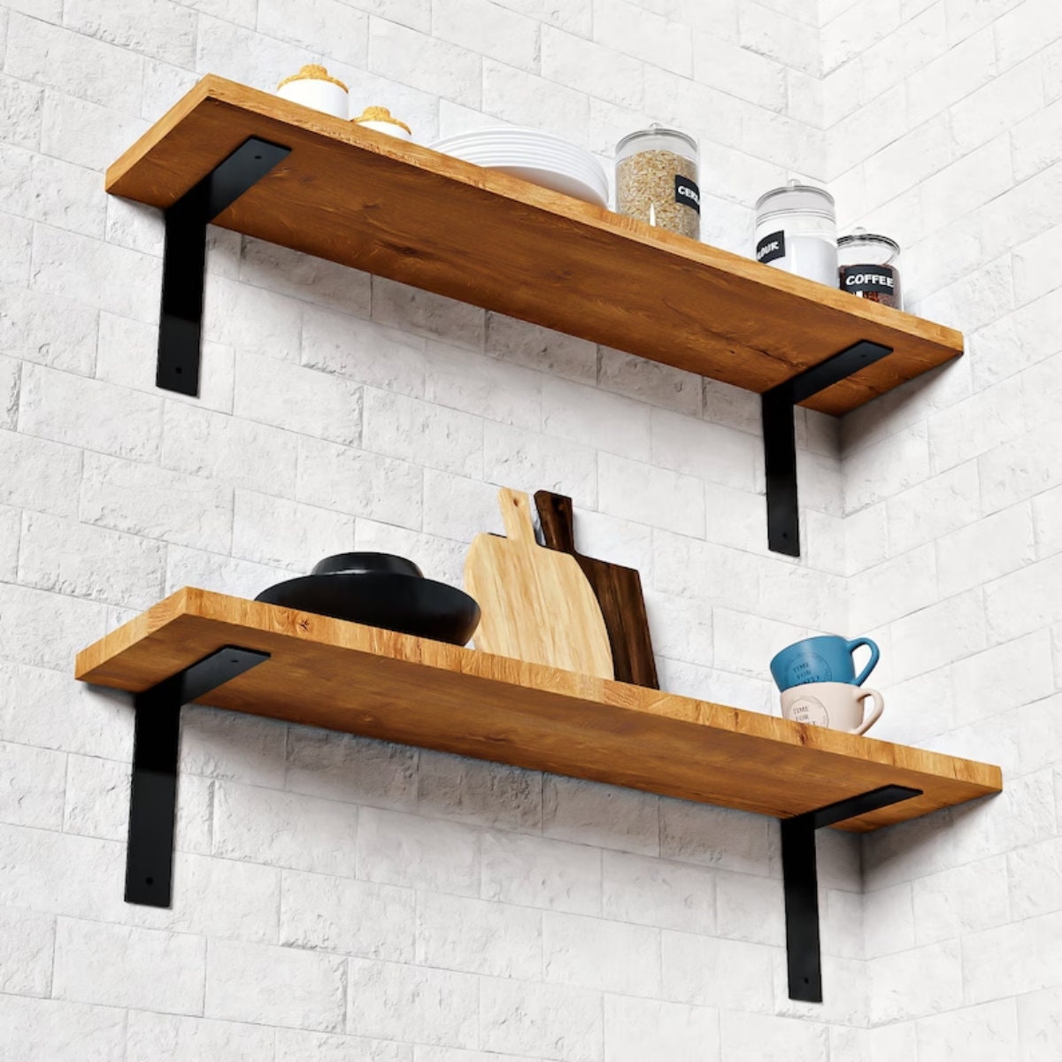 Shelf Brackets Metal Industrial Modern Floating Shelving Iron Brackets 4pcs - FREYO