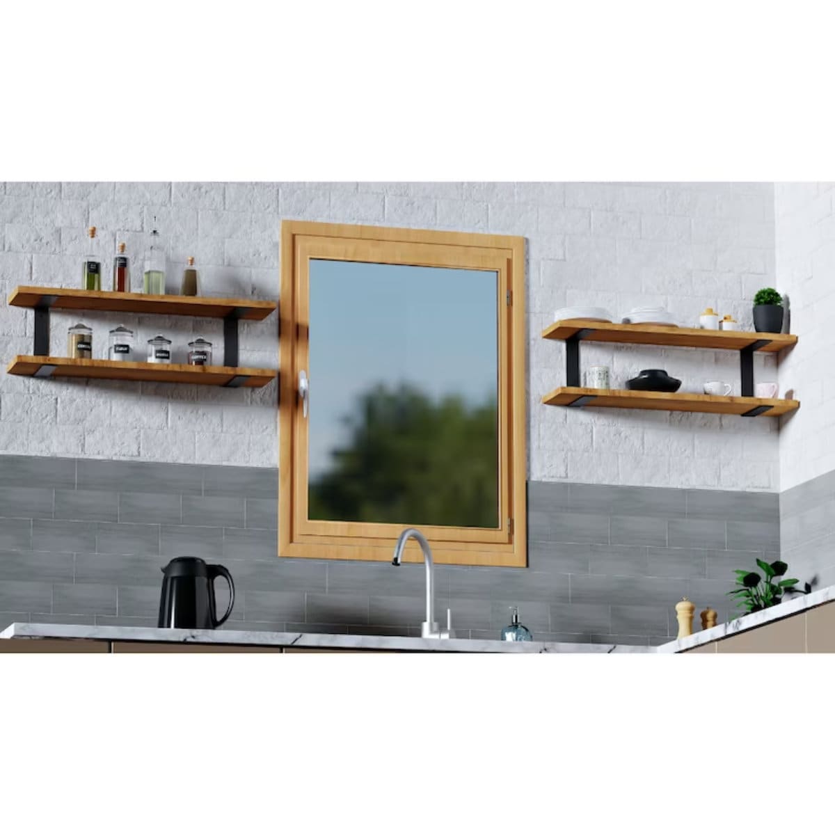 Floating Shelf Brackets Wall Kitchen Shelf Bracket, Console Shelf Set of 2 - FREYO