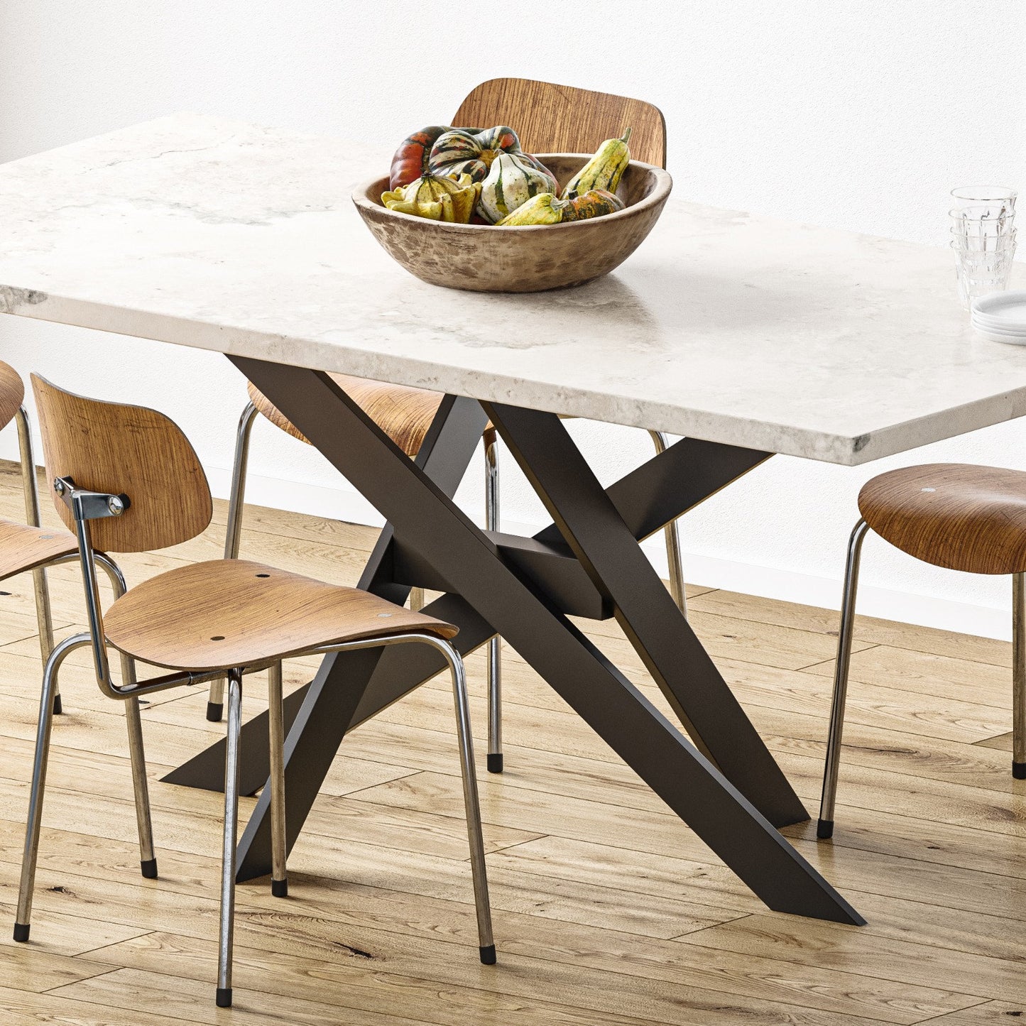 Table Legs Cross Frame Table Runners Steel "Crossed Steel Profiles" Dining Table Base For Your Unique Table Top Table Base - FREYO