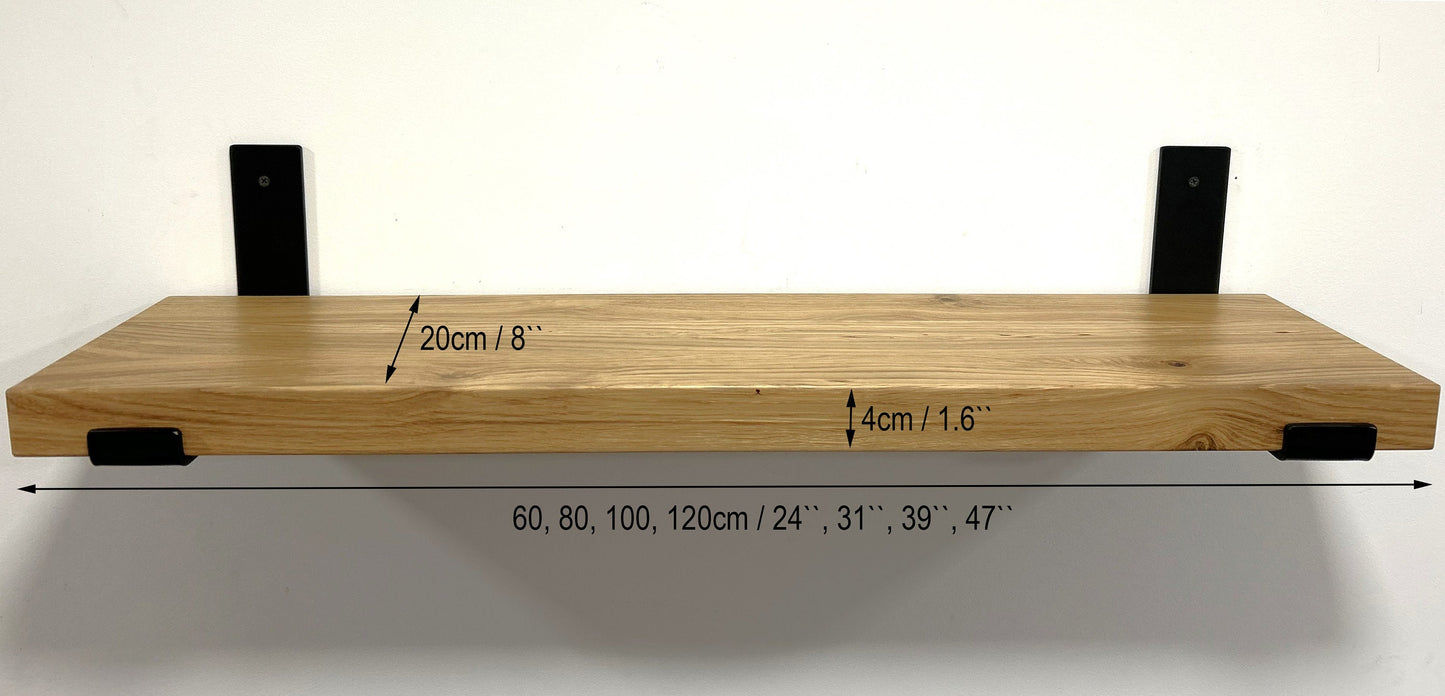 Floating Shelves Wall Solid Oak Wood Mounted Shelf With Brackets Kitchen Bathroom Living Room