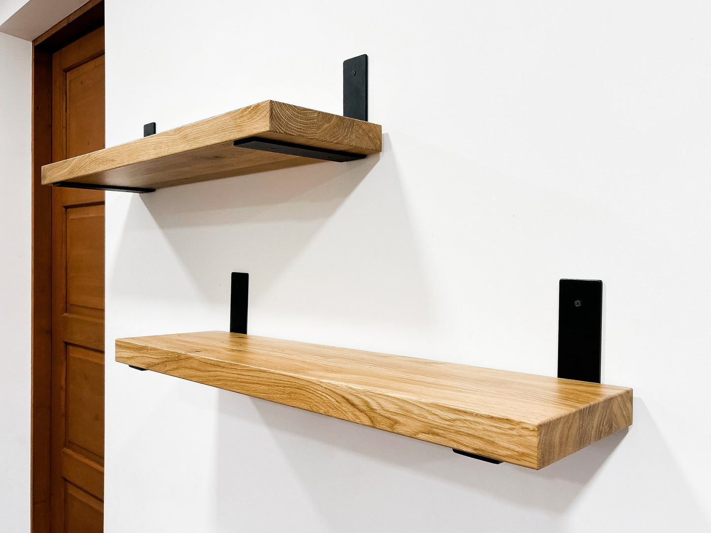 Solid Oak Wood Mounted Shelf With Brackets Shelf Floating Shelves Wall For Kitchen Bathroom Living Room - FREYO