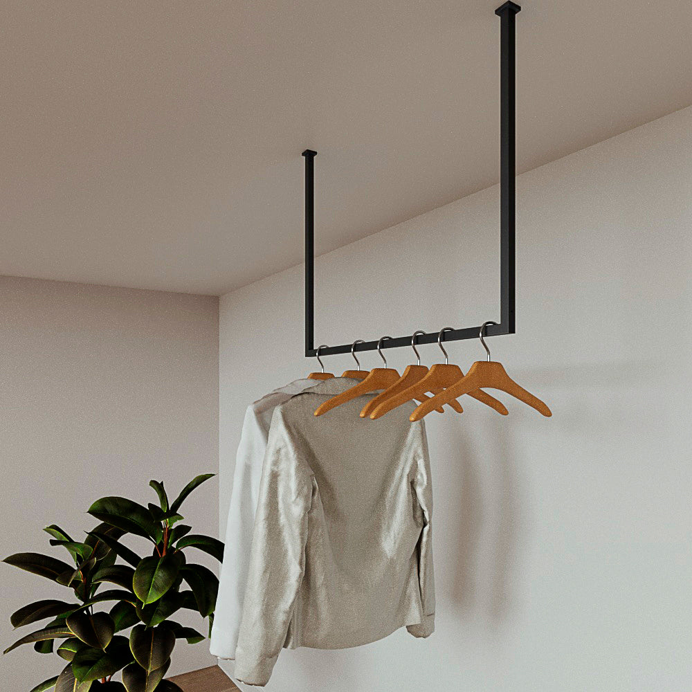 Ceiling Metal Clothes Rail – Minimalist Steel Hanging Wardrobe Rack