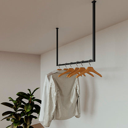 Ceiling Metal Clothes Rail – Minimalist Steel Hanging Wardrobe Rack