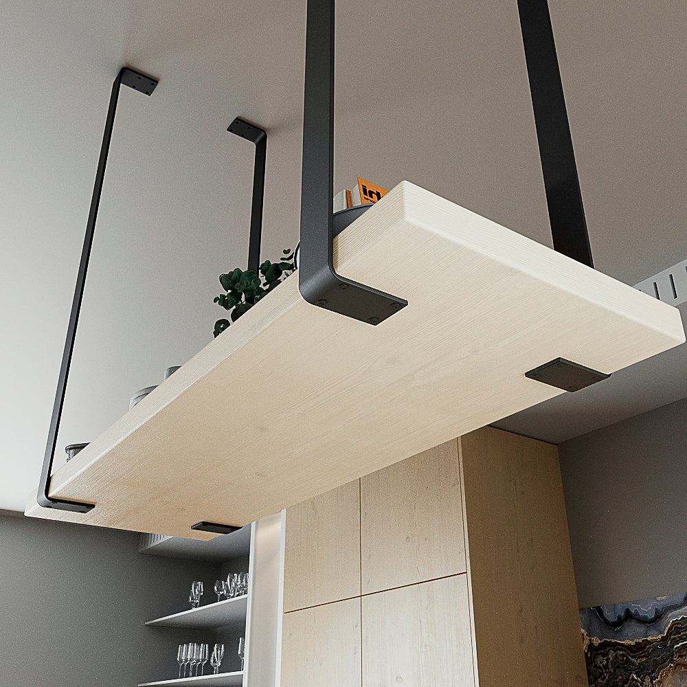 Metal Ceiling Mounted Hanging Shelf: Industrial Floating Shelf Rack, 9 Colors (SOLD INDIVIDUALLY)