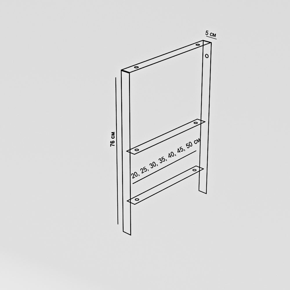 Metal Vanity Legs with Double Shelves | 76cm Bathroom Cabinet Legs | Double Shelf Feet | Furniture Brackets | 30"