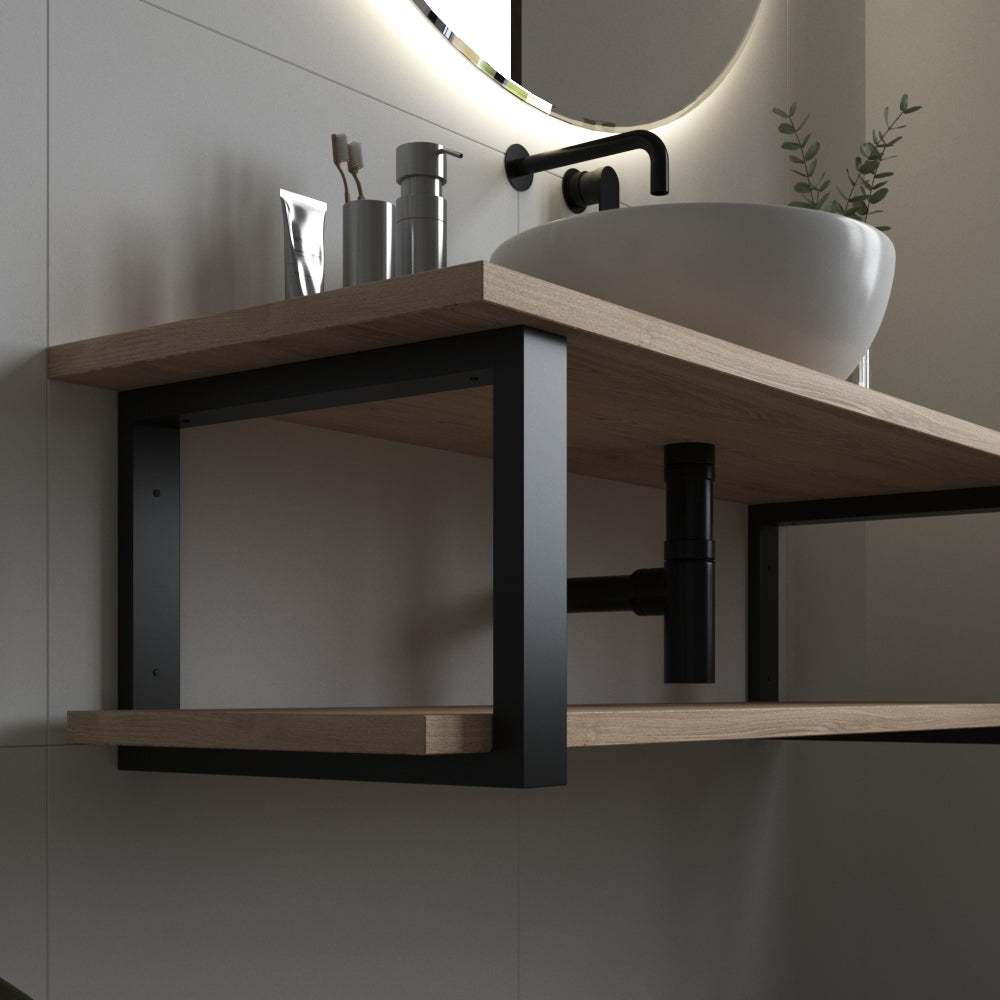 Handmade Double Washbasin Bracket: Industrial Metal Sink Support