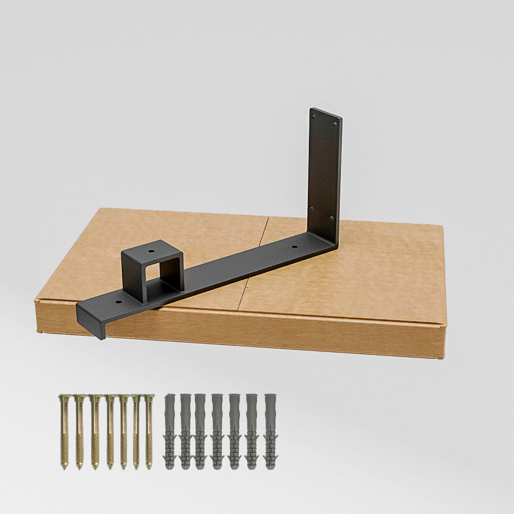 Shelf Bracket with Curtain Rod Holder: Steel Wall Support (Sold Individually)