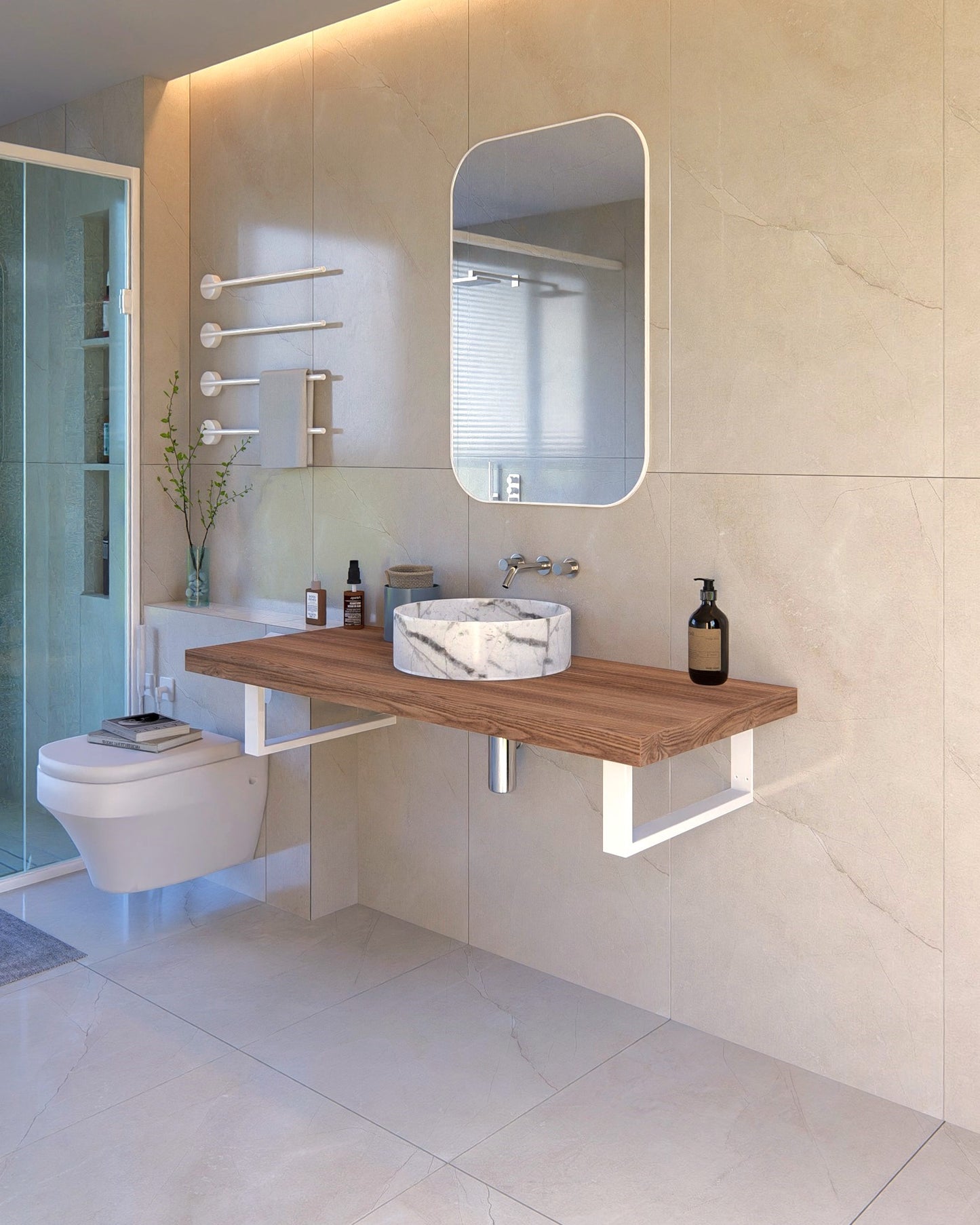 4”/20cm Heavy-Duty Metal Washbasin Bracket | Sink Support & Floating Shelf Brackets | Wall-Mounted Vanity Brackets for Bathrooms & Kitchens