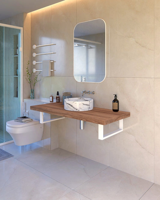 4”/20cm Heavy-Duty Metal Washbasin Bracket | Sink Support & Floating Shelf Brackets | Wall-Mounted Vanity Brackets for Bathrooms & Kitchens