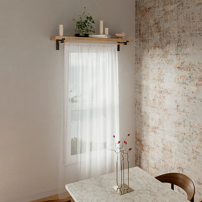 Shelf Bracket with Curtain Rod Holder: Steel Wall Support (Sold Individually)