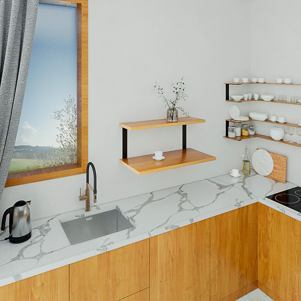 Double Shelf Brackets: Wall Mounted Steel | 25cm/10'' Middle