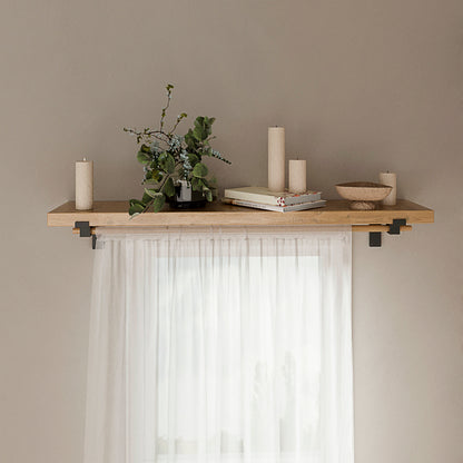 Shelf Bracket with Curtain Rod Holder: Steel Wall Support (Sold Individually)