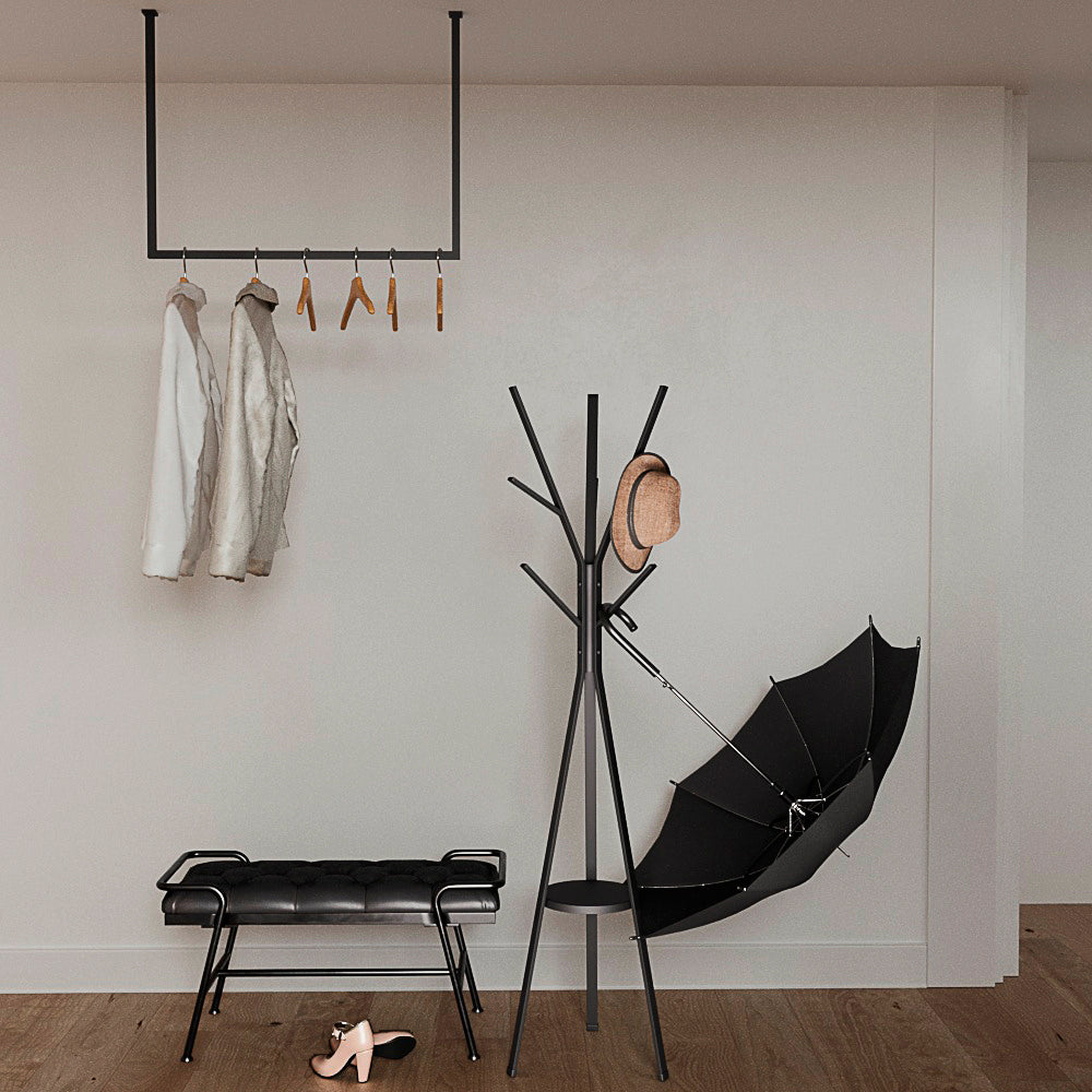 Ceiling Metal Clothes Rail – Minimalist Steel Hanging Wardrobe Rack