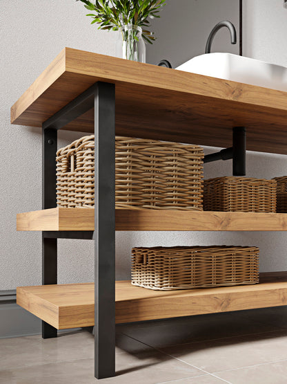Metal Vanity Legs with Double Shelves | 76cm Bathroom Cabinet Legs | Double Shelf Feet | Furniture Brackets | 30"