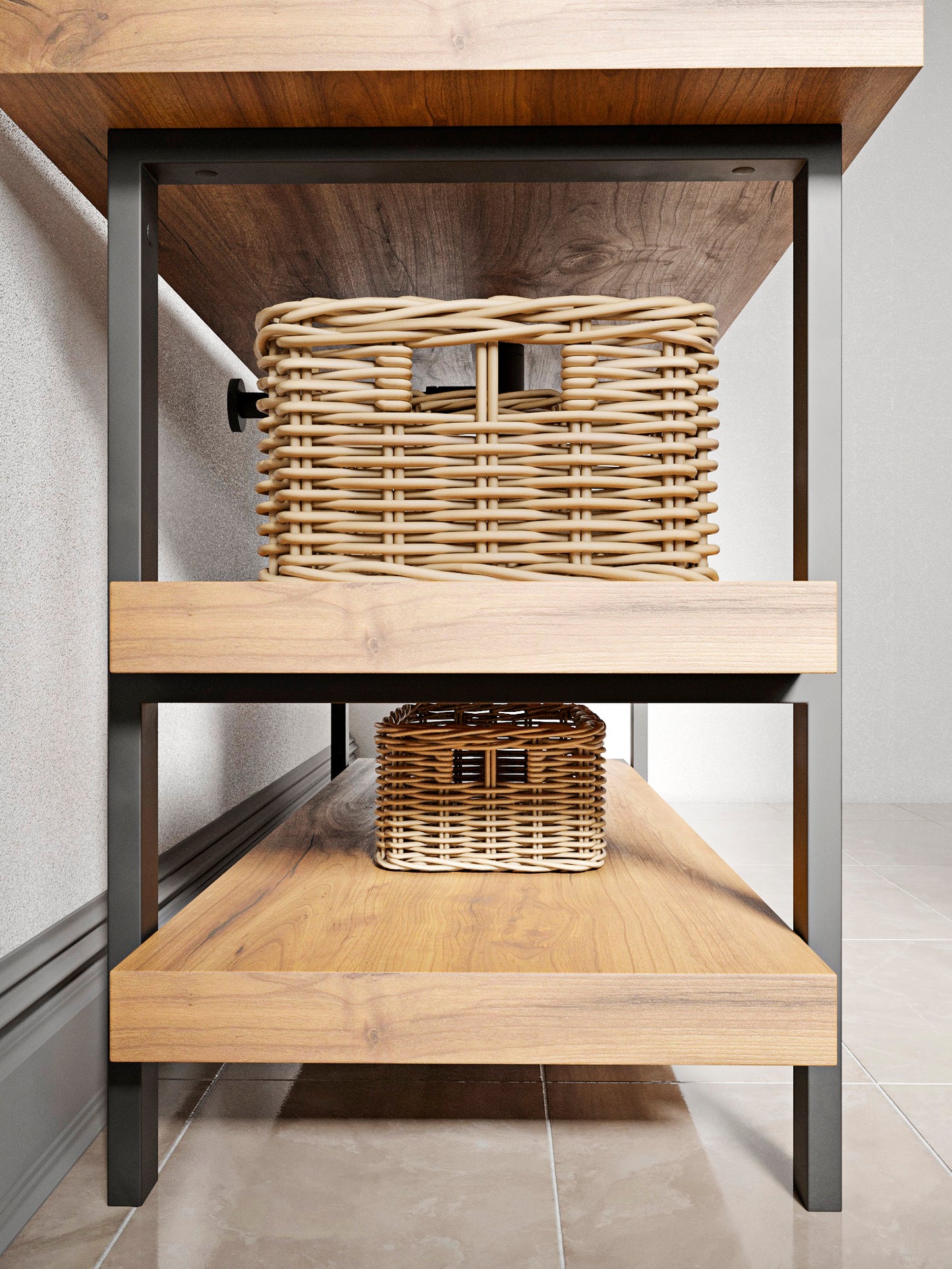 Metal Vanity Legs with Double Shelves | 76cm Bathroom Cabinet Legs | Double Shelf Feet | Furniture Brackets | 30"