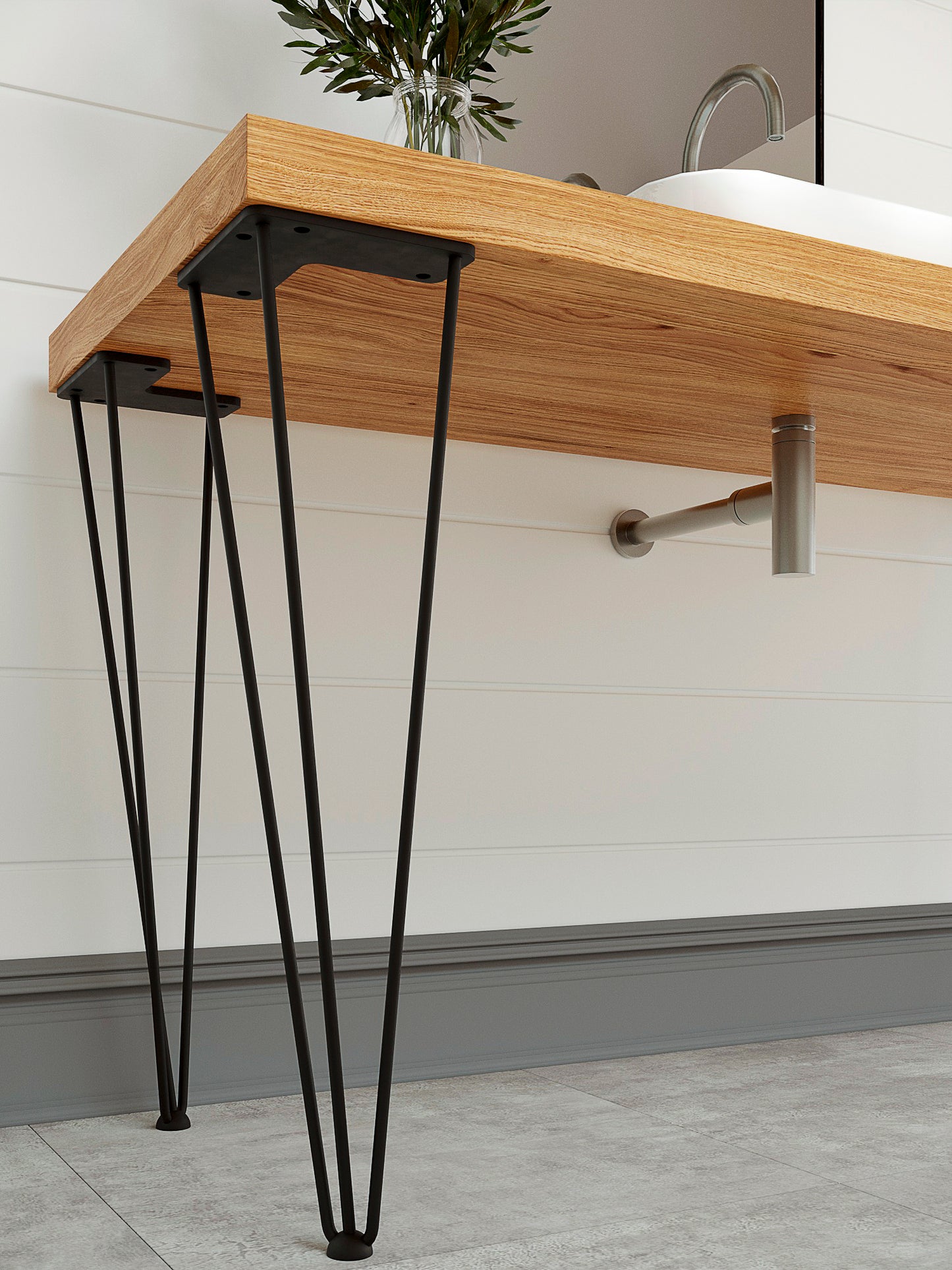 Steel Hairpin Legs 76cm (30”) – Bathroom Vanity & Sink Countertop, Heavy Duty Metal Table Legs