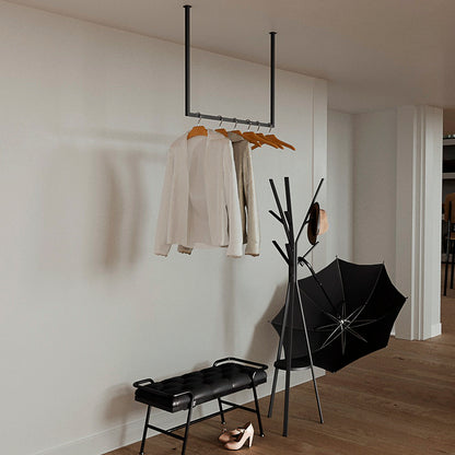 Ceiling Metal Clothes Rail – Minimalist Steel Hanging Wardrobe Rack