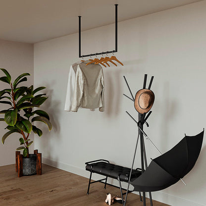 Ceiling Metal Clothes Rail – Minimalist Steel Hanging Wardrobe Rack