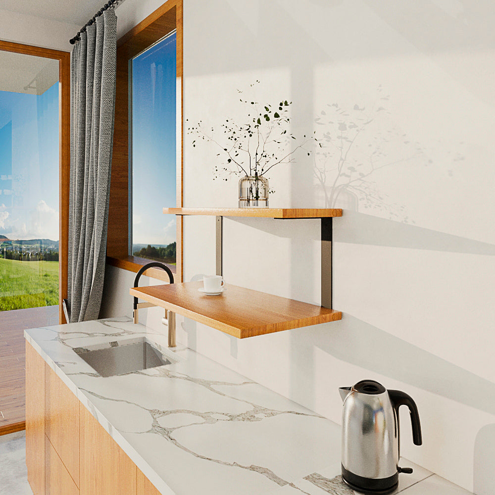 Double Shelf Brackets: Wall Mounted Steel | 25cm/10'' Middle
