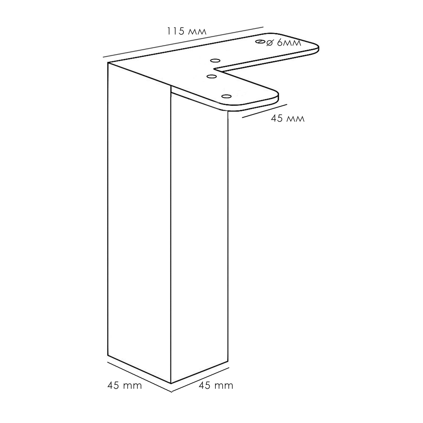 Rectangular furniture legs, cabinet feet for sofa, bed, couch, sideboard plinth feet, metal legs