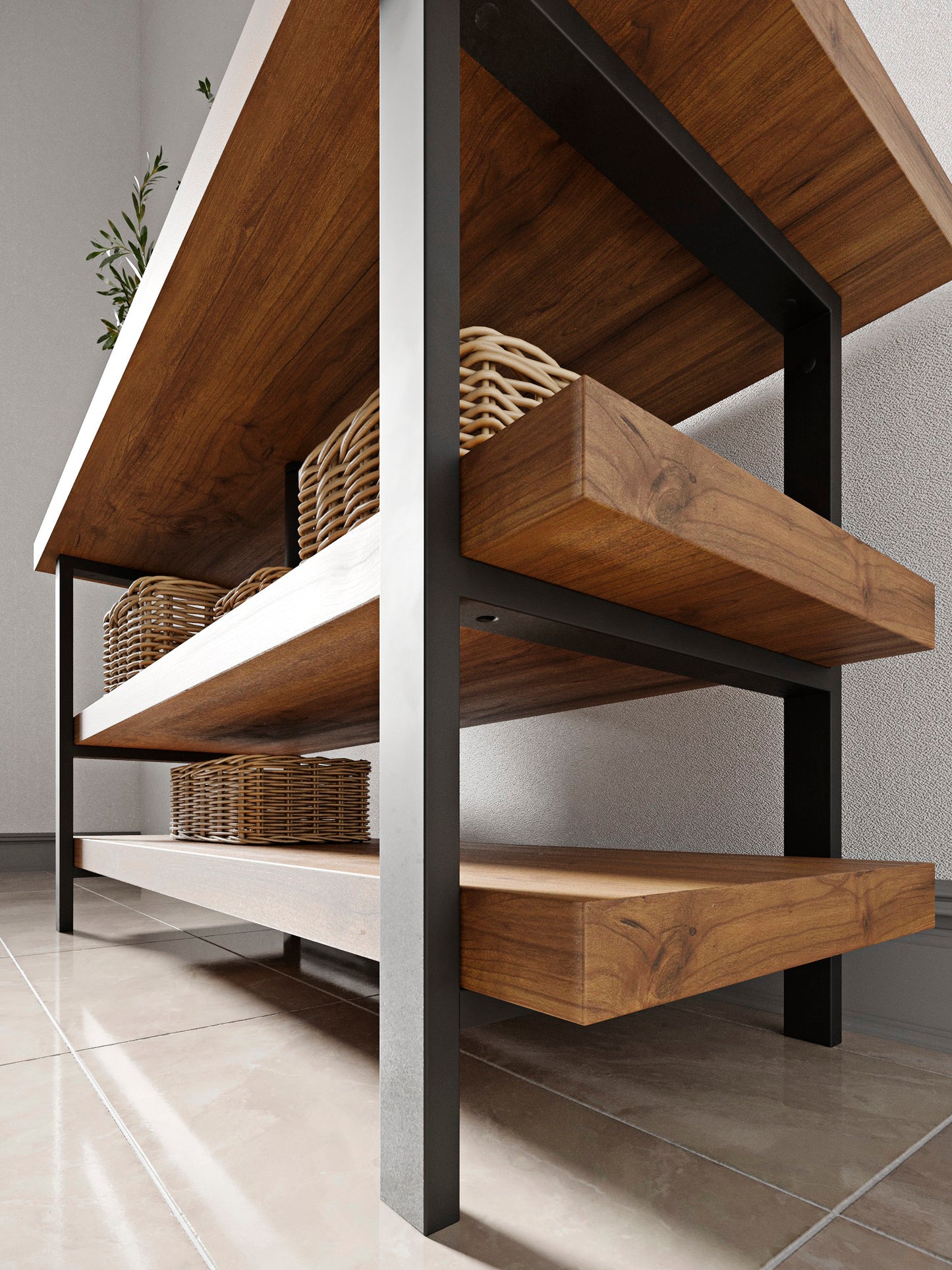 Metal Vanity Legs with Double Shelves | 76cm Bathroom Cabinet Legs | Double Shelf Feet | Furniture Brackets | 30"