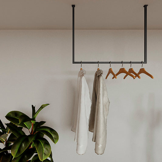 Ceiling Metal Clothes Rail – Minimalist Steel Hanging Wardrobe Rack