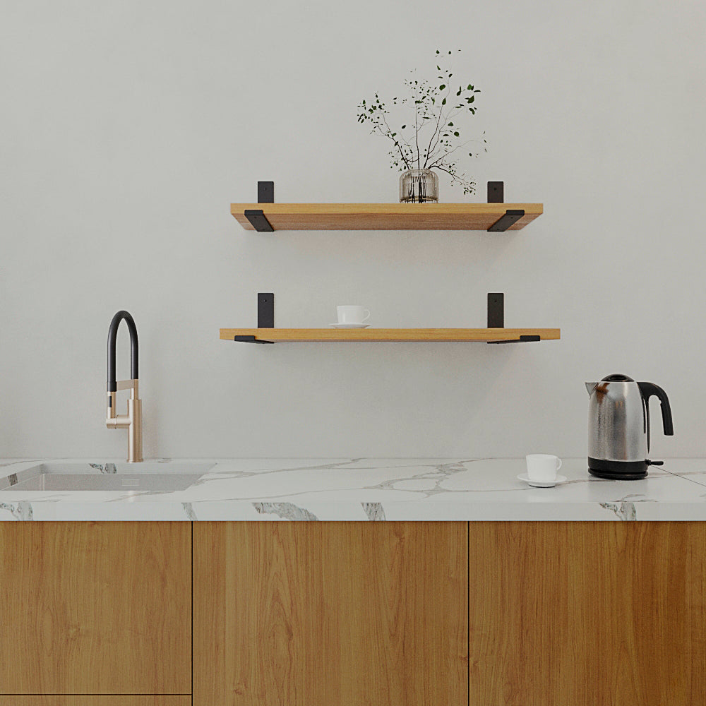 Metal Wall Shelf Bracket L-Shaped Heavy-Duty  Shelf Support Black Matte Japandi  Style DIY