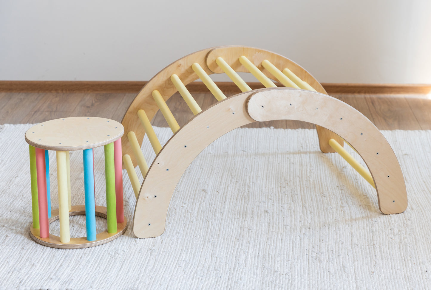 Montessori Climbing Arch, Small Kids Play Set, Sliding with Arch and Rocker