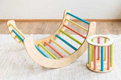 Montessori Climbing Arch, Small Kids Play Set, Sliding with Arch and Rocker