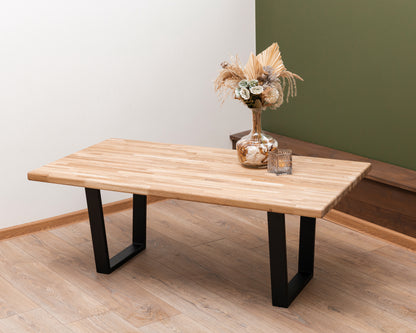 Solid Oak Coffee Table With Metal Legs, Modern Coffee table, Solid Wood, Oil Wax finish, Sleek Design Table, End Table