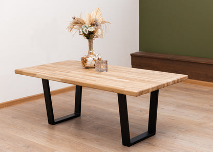 Solid Oak Coffee Table With Metal Legs, Modern Coffee table, Solid Wood, Oil Wax finish, Sleek Design Table, End Table