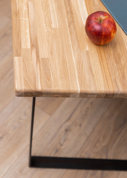 Solid Oak Coffee Table With Metal Legs, Modern Coffee table, Solid Wood, Oil Wax finish, Sleek Design Table, End Table