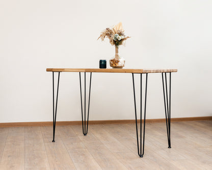 Oak Dining Table With Hairpin Metal Legs Modern Interior Table With Oil Wax finish