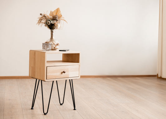 Modern Bedside Table, Nightstand Bedroom With Hairpin Legs